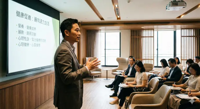 專業醫師進行企業健康講座與職場健康促進授課