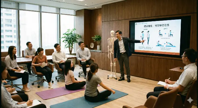 職場舒壓活動：帶領員工進行肌肉放鬆伸展操